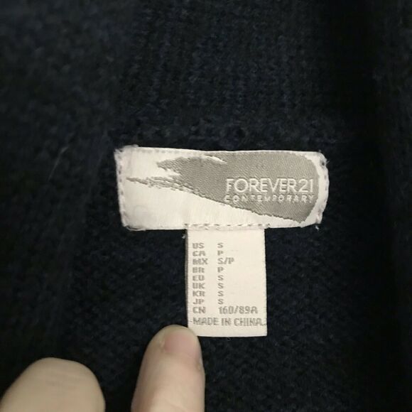 Forever 21 Blue Open Front Cowl Neck Cardigan Sweater - Size Small - Oversized - Picture 3 of 6